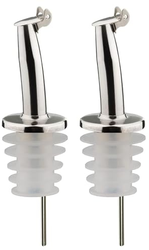 Westmark Ausgießer Inox Gastro – 2er-Set,Silikonkorken, Edelstahl, rostfrei | Für Spirituosen und Öl, mit Kläppchen und Luftröhrchen, Metall/Edelstahl, Silber, 46832280