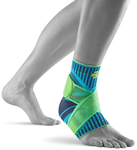 Bauerfeind Sprunggelenkbandage „Ankle Support“ Unisex, 1 Sprunggelenk Bandage für Sport wie Fußball, Fitness oder Laufen, Kein Umknicken durch Knöchelbandage Links, Blau, M