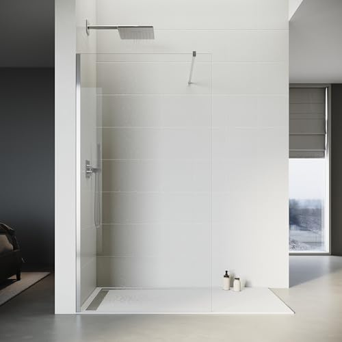 SONNI Duschwand Glas 100 x 200 cm Walk In Dusche 8 mm NANO Glas Duschtrennwand Badewanne Duschwand