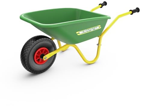 BERG Dempy Grün Kinder Schubkarre | Garten Schubkarre | max. Gewicht 40 kg | robuste Metallkonstruktion | wetterfest | ideal für Garten & Outdoor Aktivitäten