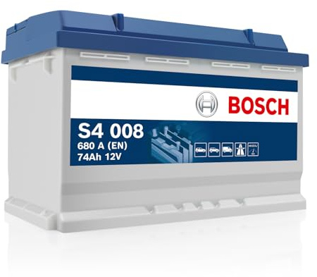 Bosch S4 008 Autobatterie 74 Ah - 680 A - 12 V, Blei-Säure-Batterie für Fahrzeuge ohne Start-Stopp-Automatik - Polarität: links - rechts +, 278 x 175 x 190 mm