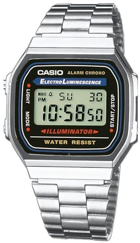 Casio Unisex Digital mit Edelstahl Armbanduhr A168WA 1W