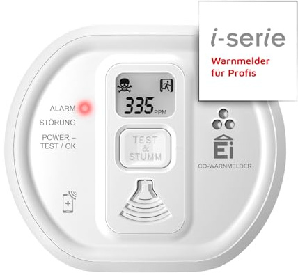 Ei Electronics Professional Ei208iDW Kohlenmonoxidmelder, i-Serie CO-Melder mit AudioLINK-Funktion zur sofortigen Datenauslesung, LCD-Display und Batterie für 10 Jahre, optional funkvernetzbar, weiß