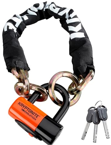 Kryptonite New York Cinch Ring 1275-Kette, Kettenschloss mit Mini-Bügelschloss, gehärteter Manganstahl, Sicherheitslevel 9/10, für Fahrräder, E-Bikes, Scooter und Motorräder, 3,15 kg, Länge 75 cm