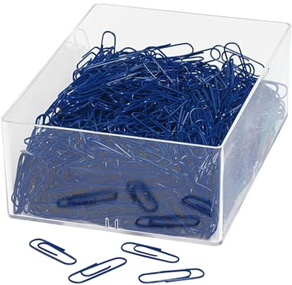 Wedo 901244603 Büroklammer (aus Metall 27 mm, kunststoffummantelt in Klarsichtdose) 1000 Stück, blau