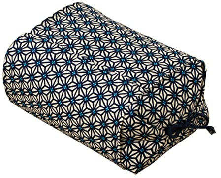 EMOOR Buchweizenkissen, höhenverstellbar, Größe 25 x 18 x 8-18 cm, hergestellt in Japan (Blau)