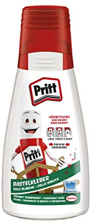 Pritt Bastelkleber, transparent trocknender Alleskleber für Zuhause, Schule oder Büro, weißer Bastelleim für Kinder, 1 Flasche à 100 g, 9H PAKC2