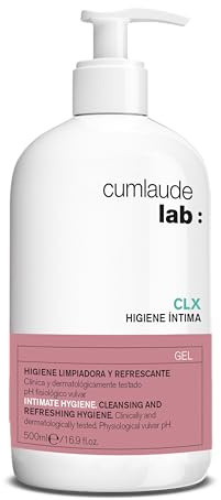 Cumlaude Lab - Intimhygiene CLX, Reinigungslösung für Intimhygiene, Während Menstruation, Schwangerschaft, Nach Geburt, Hypoallergen, Seifen- und Farbstofffrei, Gynäkologisch getestet - 500 ml