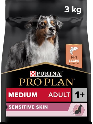 Pro Plan Medium Adult Sensitive Skin, Hundefutter trocken, reich an Lachs, 1er Pack (1 x 3 kg)