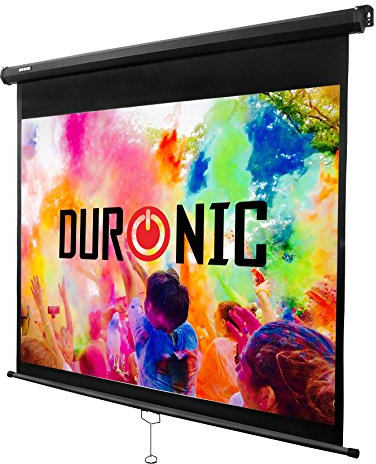 Duronic Projektor-Leinwand MPS80/43 | 80 Zoll manuelle Projektionsleinwand Größe: 163 x 122 cm Mattweiß HD Pull Down | Heimkino, Schule, Büro, 4K 8K Ultra HDR