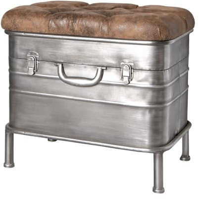 HAKU Bank Vintage, Metall, Kunstleder - Maße: B 51 cm x H 48 cm x T 34 cm, Style: Industrial