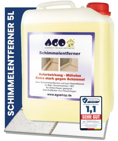 AGO Schimmelentferner 5 Liter/desinfizierendes Anti Schimmel Mittel gegen Schwarzschimmel im Innen- und Außenbereich/Stockflecken Entferner - höhere Wirksamkeit als herkömmliche Sprühreiniger