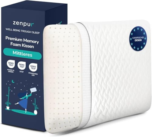 ZenPur Orthopädisches Kissen 40x60 (13 cm) Aus Memory Foam Ergonomisches Nackenkissen Memory Schaumgegen Nackenschmerzen Mittelfest Mit Premium Bambusbezug Oeko-tex Zertifiziert