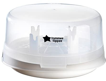 Tommee Tippee Dampfsterilisator für Babyfläschchen und Zubehör, tötet Viren†† und 99,9% aller Bakterien ab, 4-Minuten-Sterilisierungszyklus