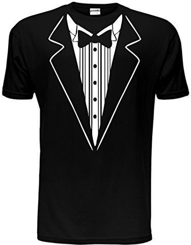 T-Shirt für Herren mit Smoking-Aufdruck, lustige Kostümidee mit Fliege