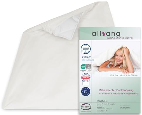 Allsana Allergiker Deckenbezug 135x200 cm | Allergie Bettwäsche | Anti Milben Encasing | Milbenschutz für Hausstauballergiker | allergendichter Bettdecken Zwischenbezug | Hohenstein Zertifiziert