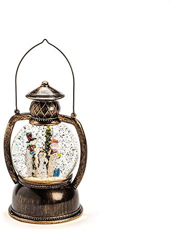 Konstsmide LED Kugellaterne aus Glas, Schneemannfamilie, mit 5h Timer, wassergefüllt, warm weiß, batteriebetrieben, Innen - 3498-000, Ø 58 cm