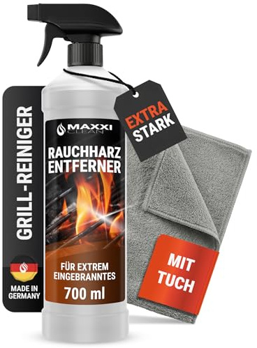 MAXXI CLEAN | Grillreiniger & Rauchharzentferner - das Original | 1x 700 ml in Sprühflasche extra stark [+] mit Tuch | Backofen- und Grillreiniger Konzentrat für Gasgrill, Edelstahl, Gusseisen