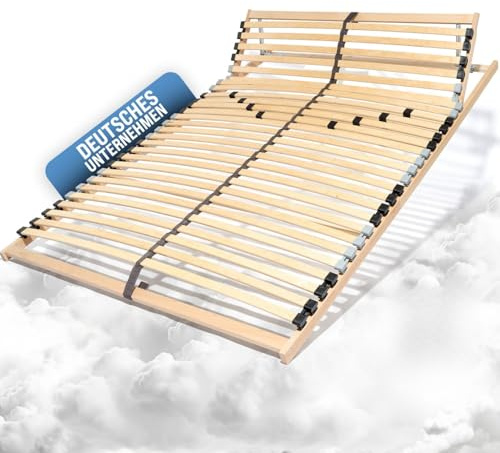 Coemo 7-Zonen Lattenrost Ergo 140x200 Lattenrahmen - verstellbares Kopfteil - Buche Rahmen- 28 Federleisten- Bettrahmen 140x200cm passend für Queensize Bett- geeignet für alle Matratzen