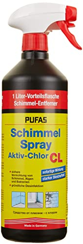 Pufas 5404000 Schimmelspray Antischimmelspray zum schnellen und gründlichen Entfernen von Schimmel, Grünbelägen, Stockflecken, Bakterien und Algen, 1L