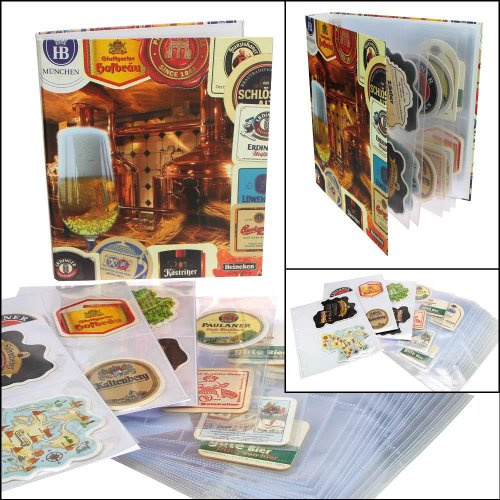 SAFE Bierdeckelalbum mit 20 Hüllen für bis zu 160 Stück | DIN-A4-Album mit 20 transparenten Blättern für 80 einseitig oder bis zu 160 doppelseitig eingelegte Bierdeckel