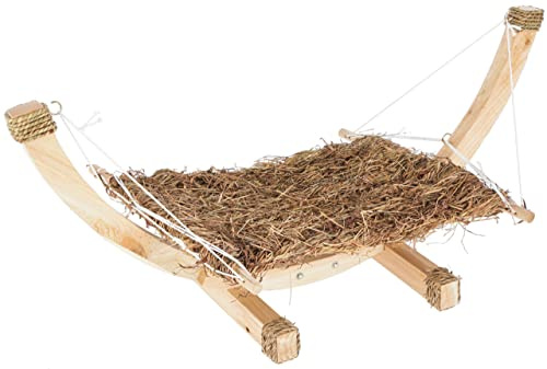 Kerbl Pet Hängematte Siesta, Kleintierhängematte, 73 x 36 x 34 cm, aus Heu, mit Holzgestell, frei von Draht und Kunststoff, für Verzehr geeignet