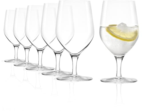 Stölzle Lausitz Mineralwasser Ultra 6er-Set 450ml – Edle Trinkgläser für Wasser, Saft & Drinks – Wassergläser mit Stiel aus bleifreiem Kristallglas – Spülmaschinen- & Stoßfest, made in Germany