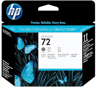 HP 72 Originaler DesignJet Druckkopf (C9380A) in Grau & Fotoschwarz, für HP DesignJet T2300 eMFP, T1300, T1200, T1120, T1100, T1100 MFP, T795, T790, T770, T620, T610 & T600 Großformatdrucker