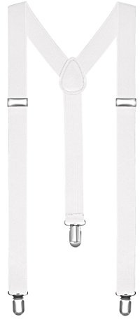 Autiga® Hosenträger Herren Damen Hosen Träger Y Form Style Clips Schmal Neon Bunt Farbig weiß