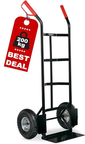 Stagecaptain Carryboy Sackkarre - 200 kg belastbar - Transportkarre für Umzug oder Getränkekisten - Robuster Stahlrahmen und Luftreifen mit 26 cm Ø - Handwagen mit Sicherheits-Haltegriffen - Schwarz