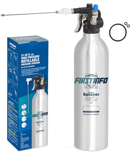 FIRSTINFO A1638 | Patentierte Nachfüllbare Bremsenreiniger-Sprühflasche | 620 ml Aluminium-Drucksprühgerät | Max. Druck 140 psi | Verdickte Wiederverwendbare Aerosoldose | Mit 2-Wege-Düse