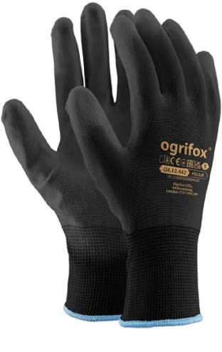 Ogrifox OX-Poliur_Bb9 Schutzhandschuhe, OX.12.442 Poliur, Schwarz-Schwarz, 9 Größe, 12 Paar