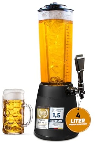 Biertower 4,0 Liter – Kult Biersäule mit LED-Beleuchtung & Eiskühlung – XXL Trinksäule Getränkespender mit Präzisions-Zapfhahn – Robuste Zapfsäule für Party, Grillen & Events – Getränkesäule Schwarz