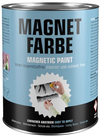 Milacor Magnetfarbe für Innen grau - lösemittelfreie Wandfarbe - überstreichbar, umweltfreundlich - 1 Liter