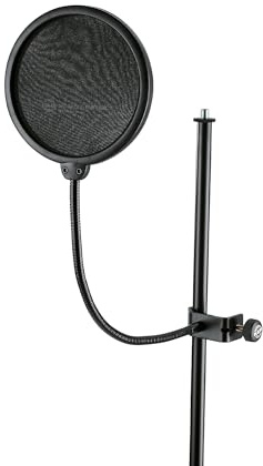 K&M 23966 Popkiller Schwarz - doppelter Nylonschirm ø 20 cm - bis 3 cm Stativdurchmesser - XXL-Popschutz für Mikrofone