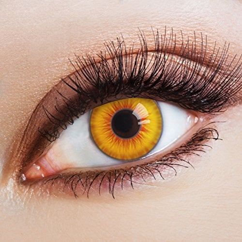 aricona Kontaktlinsen - Orange-gelbe Kontaktlinsen ohne Stärke - farbige Kontaktlinsen Jahreslinsen für Halloween, Karneval, Fasching, Cosplay, 2 Stück