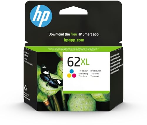 HP 62XL Farbe Original Druckerpatrone, hohe Reichweite | Tinte für HP OfficeJet 5700, HP ENVY 5500, 5600, 7600, ~415 Seiten (C2P07AE)