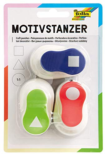 folia 7024 - Motivstanzer, Motivlocher, 3er Set, Dreieck, Kreis und Viereck