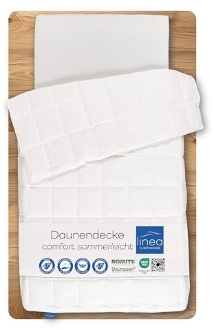LINEA by böhmerwald - comfort - Dauneneinziehdecke leicht, 135x200, 90% Daunen / 10% Federn, Allergiker geeignet, waschbar bis 60 °C, in Deutschland produziert