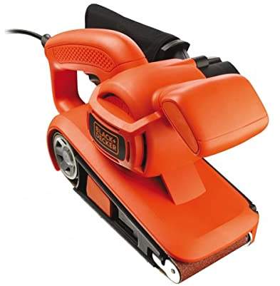 Black+Decker Bandschleifer KA86(720W, mit automatischer Schleifbandzentrierung, vergrößerter Bandwechsel-Hebel, ergonomischer Zweithandgriff, Staubfangsack, einfache Bandmontage) KA86, Orange