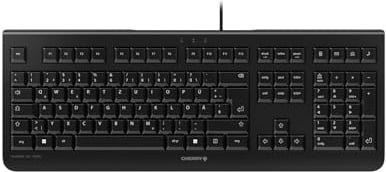 CHERRY KC 1000, Kabelgebundene Office-Tastatur, Deutsch QWERTZ, Schwarz | Fullsize-Layout mit Nummernblock, Plug & Play (USB-A Anschluss), Flaches Design, Leise Tasten, Kabel 1,8 m, GS-Zulassung