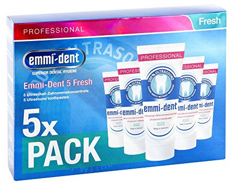Emmi-dent Ultraschall Zahncreme "Fresh" – Pfefferminz-Geschmack – Ideal für empfindliche Zähne & Zahnfleisch – Vegan – Ohne Mikroplastik & Nanomaterialien – 5x 75 ml