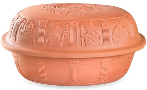 Römertopf Bräter MAXI Klassiker Gänsebräter aus Naturton, 7 Liter, für bis zu 8 Personen, Dampfgarer-Prinzip für saftige Braten, ca. 42,5 x 32,5 cm, ofenfest und spülmaschinengeeignet