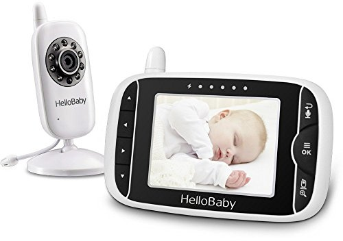 HelloBaby Babyphone mit Kamera HB32 3.2 Digital Funk TFT LCD Drahtloser Baby Monitor mit Kamera, Nachtsicht-Temperaturüberwachung u. 2 Weise Talkback System Weiß