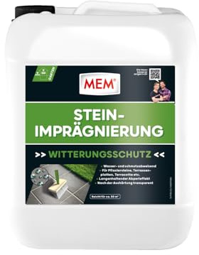 MEM Stein-Imprägnierung, Wasser- und schmutzabweisend, Schützender Abperleffekt, Lösemittelfrei, Transparent, 10 l