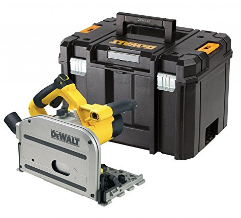 Dewalt 1.300 Watt Tauchkreissäge DWS520KT (für Führungsschienen, max. Schnitttiefe 59 mm, mit Eintauch-Rückschlagstop, Sägeblatt-ø 165 x 20 mm, variable Schnittgeschwindigkeit, flache Schutzhaube)