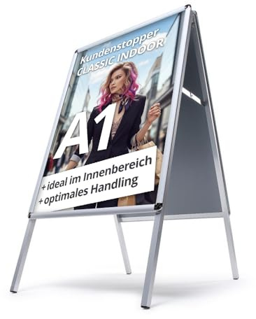net-xpress® Kundenstopper A1 INDOOR beidseitig | Werbeaufsteller Gehwegaufsteller Plakatständer Kundenstopper A1 | beidseitg für 2 Plakate | Innenbereich | inkl. Schutzfolien