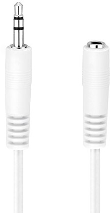 HDSupply AC016-050 Audio Stereo Verlängerungskabel 3,5mm Stecker auf 3,5mm Buchse, Ultra Slim Design, 5,00m, weiß