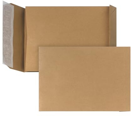 Faltentaschen C5 (250 Stück) 229x162x30 mm - Umschläge 110g/m² - Braun | haftklebende mit Klotzboden und Seitenfalte - Versandtaschen C5 aus braunem Kraftpapier