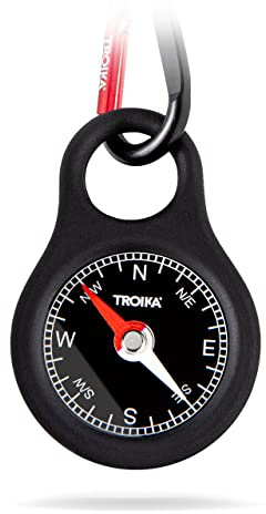 Troika Kompass Wegweiser - COS10/BK - Schlüsselhalter mit Kompass und Karabiner - schwarz - PVC/Acryl/Silikon - Aluminium - das Original